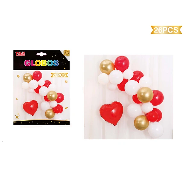 SET GLOBOS CORAZÓN MULTICOLOR 25 PCS - 1