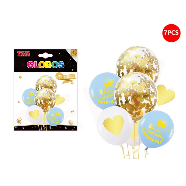 SET GLOBOS NEGRO Y DORADO 7 PCS - 1