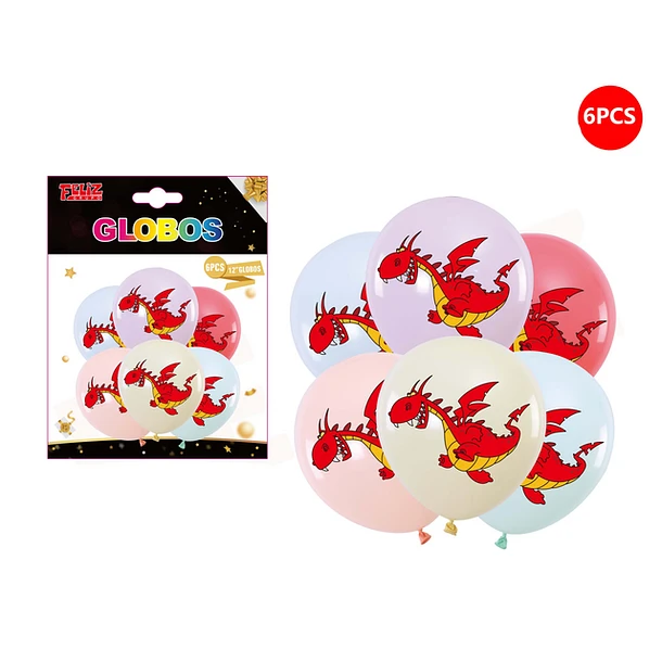 SET GLOBOS DRAGÓN ROJO 6 PCS - 1