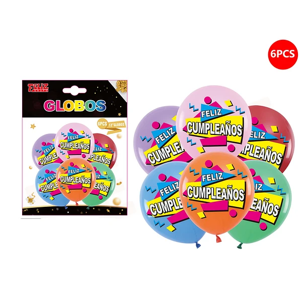 SET GLOBOS FELIZ CUMPLEAÑOS FORMAS 6 PCS - 1