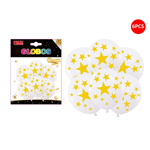 SET GLOBOS NEGROS ESTRELLA 6 PCS - 1