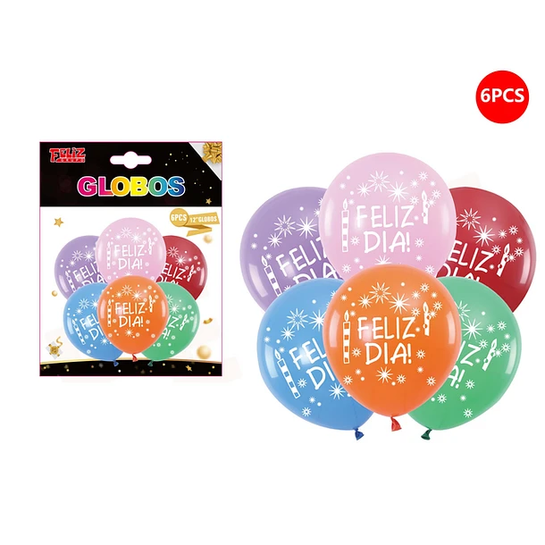 SET GLOBOS FELIZ CUMPLEAÑOS VELAS 6 PCS - 1