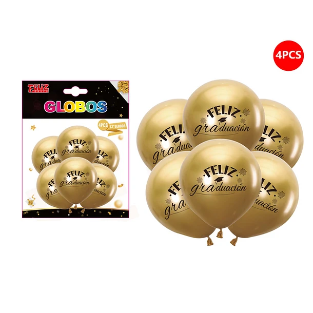 SET GLOBOS LICENCIATURA DORADO 6 PCS - 1