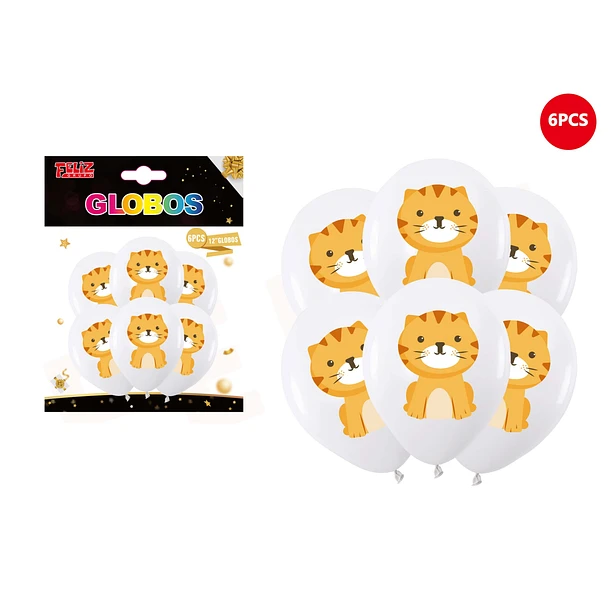 SET GLOBOS TIGRE 6 PCS - 1