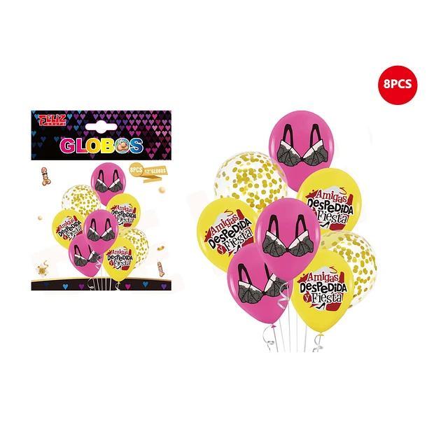 SET GLOBOS DESPEDIDA DE SOLTERA CON BRASIER 8 PCS - 1