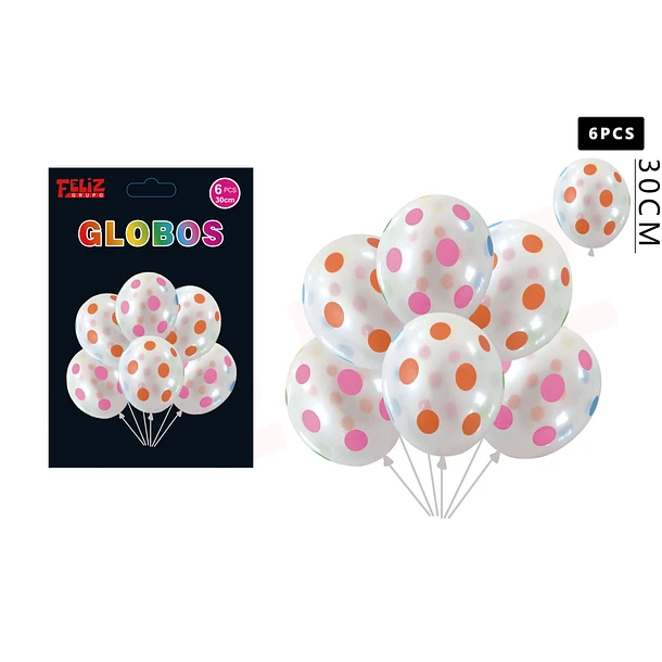 SET GLOBOS DE PUNTOS 30 CM 6 PCS - 1