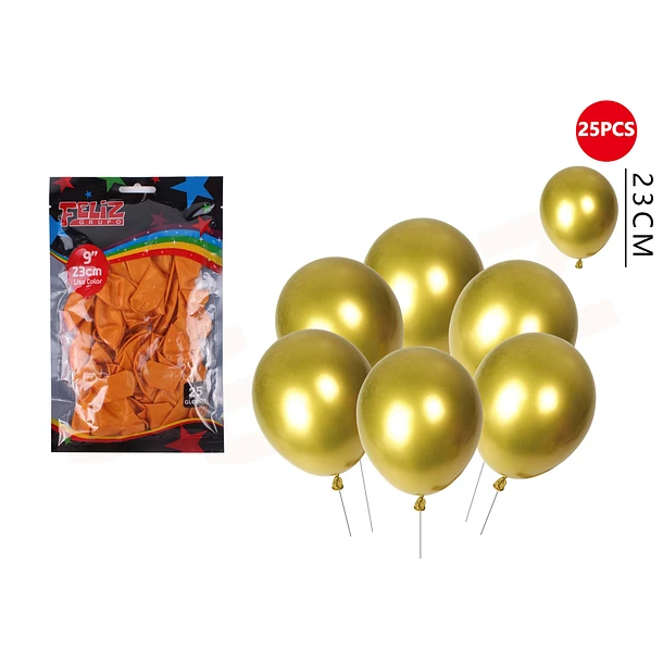 GLOBO DORADO 23 CM 25 PCS - 1