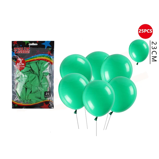 GLOBO VERDE OSCURO 23 CM 25 PCS - 1