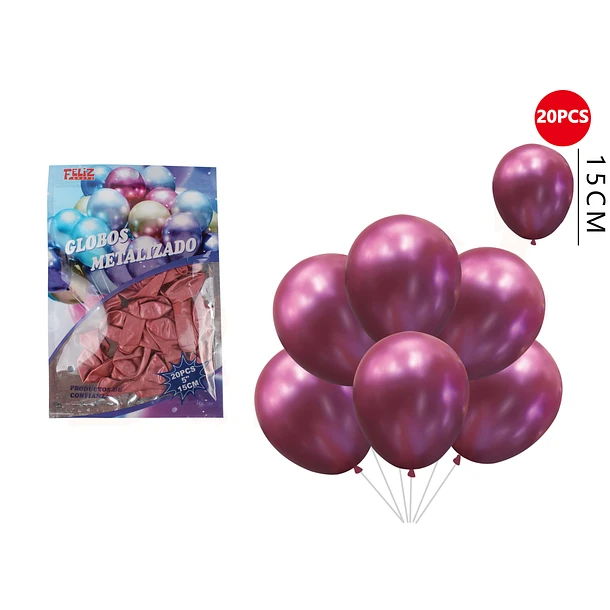 GLOBOS METALIZADOS FUCSIA 20 PCS - 1