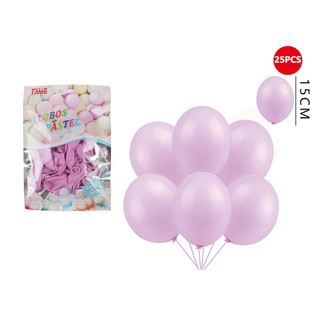 GLOBOS PASTEL FUCSIA 25 PCS - 1