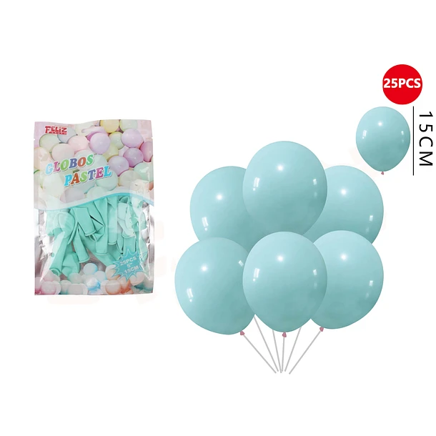 GLOBOS PASTEL CELESTE 25 PCS - 1