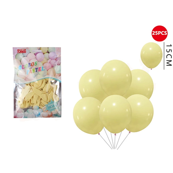 GLOBOS PASTEL AMARILLO 25 PCS - 1