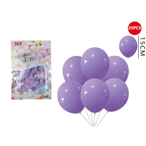 GLOBOS PASTEL MORADO 25 PCS - 1