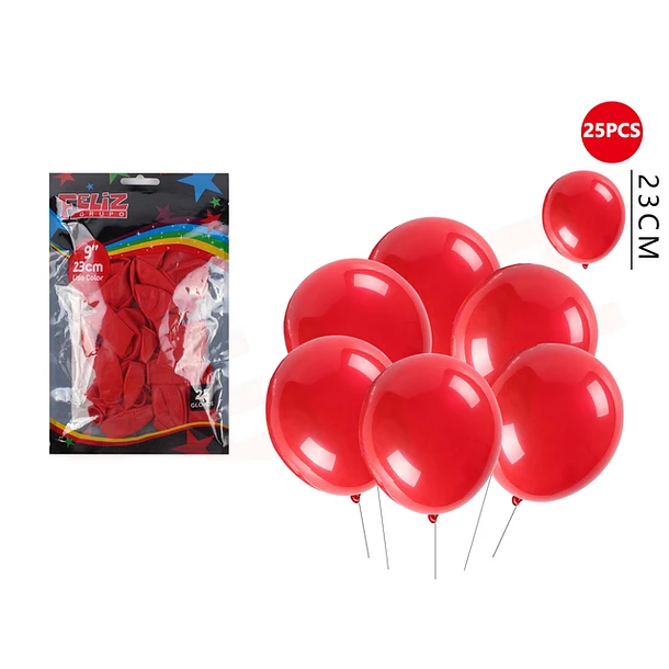 GLOBOS ROJO 23 CM 25 PCS - 1