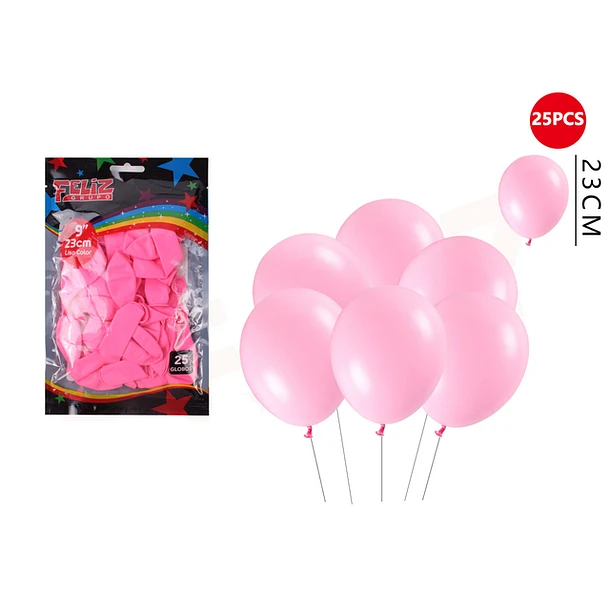 GLOBOS ROSADO 23 CM 25 PCS - 1