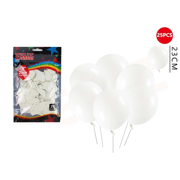 GLOBOS BLANCO 23 CM 25 PCS - 1