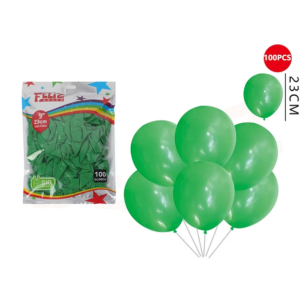 GLOBOS VERDE OSCURO 23 CM 100 PCS - 1