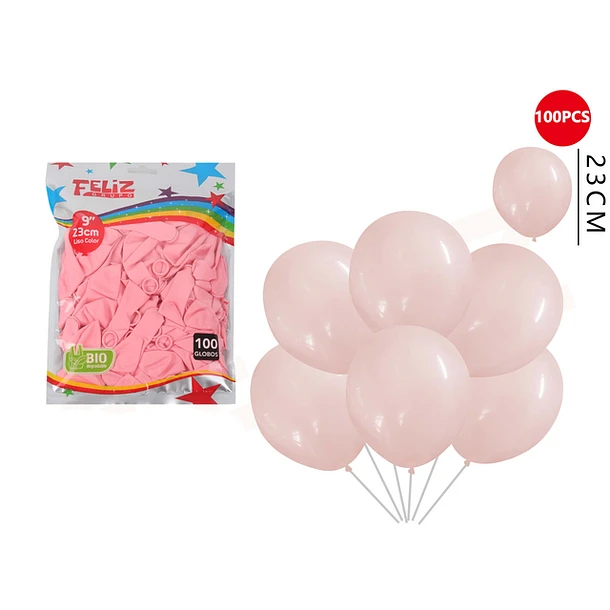 GLOBOS ROSADO TIERNO 23 CM 100 PCS - 1