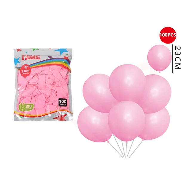 GLOBOS ROSADO CLARO 23 CM 100 PCS - 1