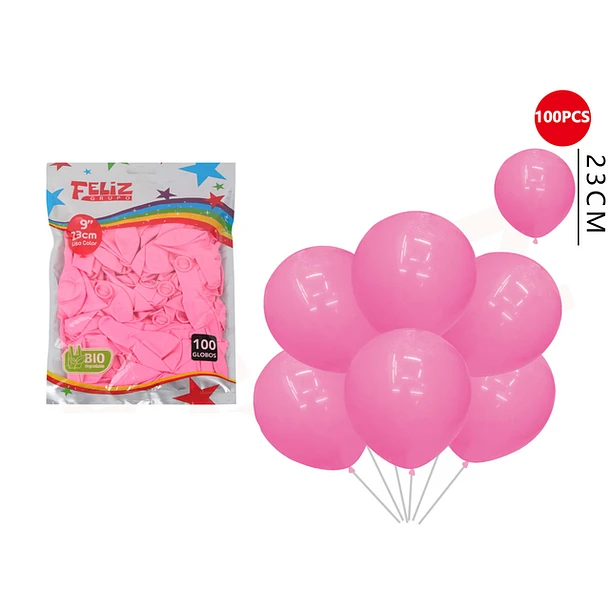 GLOBOS ROSADO 23 CM 100 PCS - 1