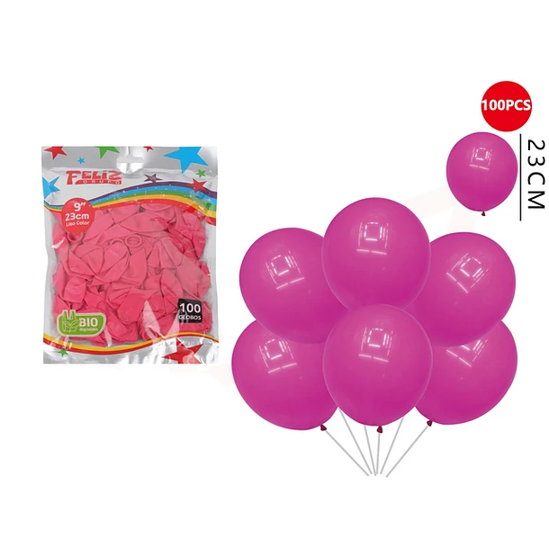 GLOBOS FUCSIA 23 CM 100 PCS - 1