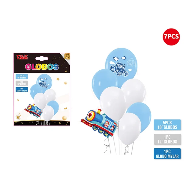 SET DE GLOBOS NEGROS CON FRASE FELIZ CUMPLEAÑOS 6PCS - 1