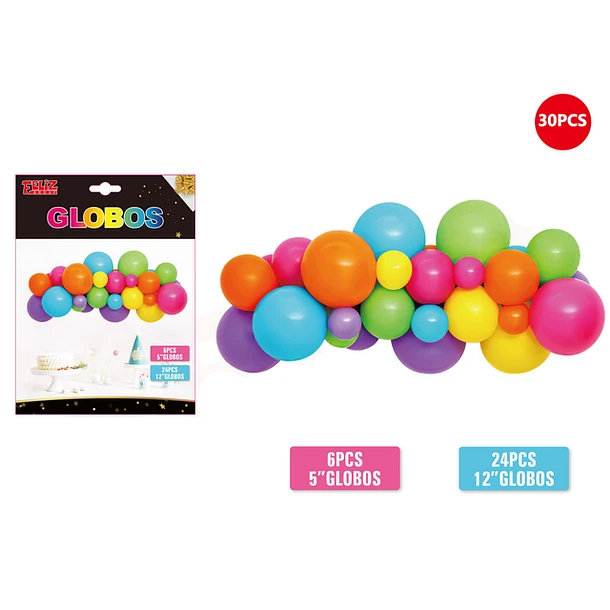 SET GLOBOS MULTICOLOR 30PCS - 1