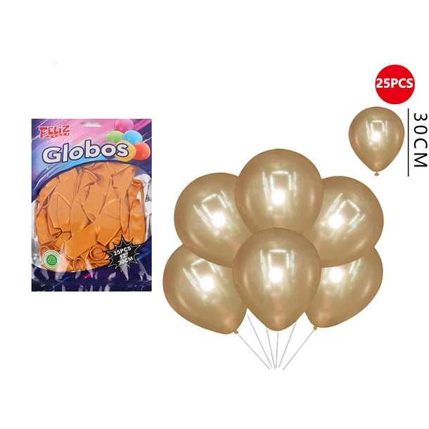 GLOBOS BRONCE 30CM 25PCS - 1