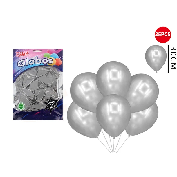 GLOBOS PLATA 30CM 25PCS - 1