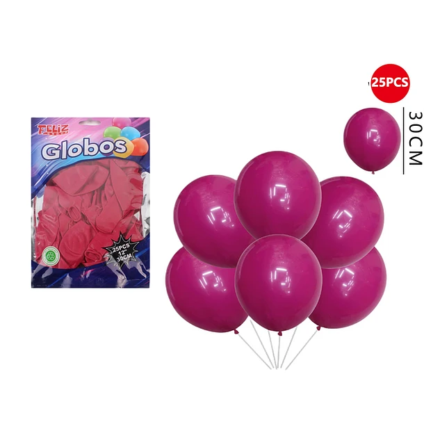 GLOBOS BURDEOS 30CM 25PCS - 1