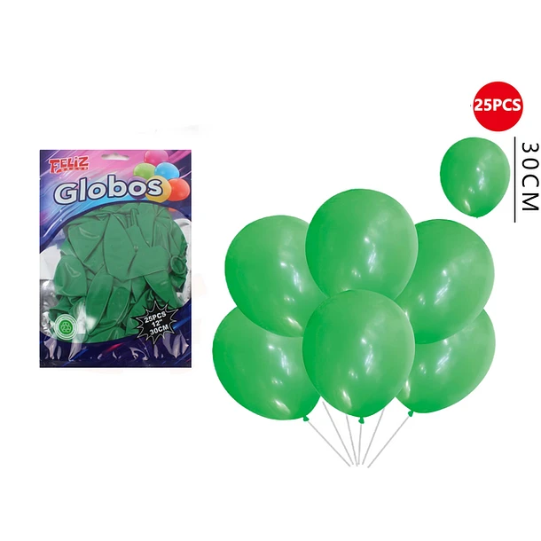 GLOBOS VERDE OSCURO 30CM 25PCS - 1