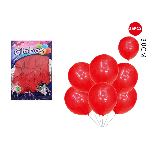 GLOBOS ROJO 30CM 25PCS - 1