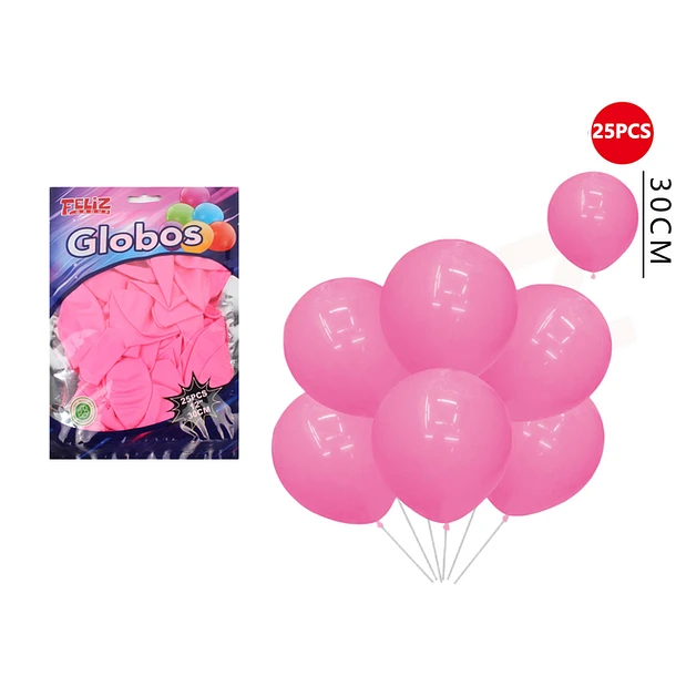 GLOBOS ROSADO FUERTE 30CM 25PCS - 1