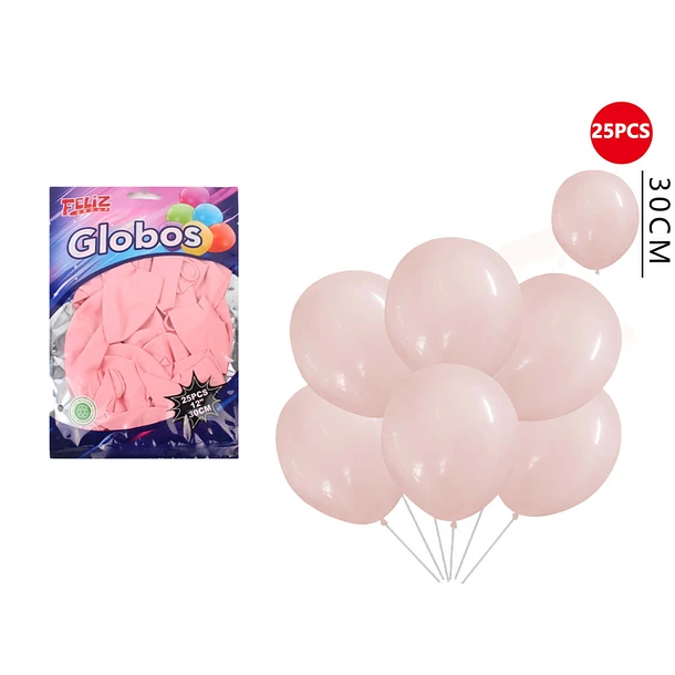 GLOBOS ROSADO TIERNO 30CM 25PCS - 1