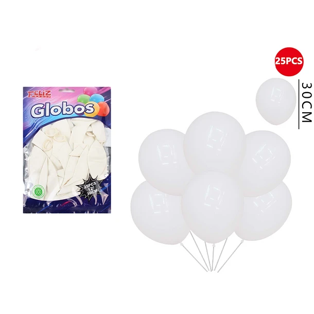 GLOBOS BLANCO 30CM 25PCS - 1