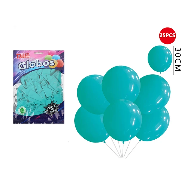 GLOBOS AZUL TIFFANY 30CM 25PCS - 1