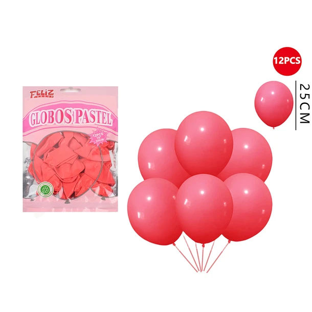 GLOBOS ROJO PASTEL 25CM 12PCS - 1