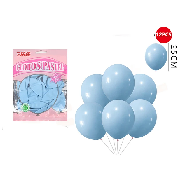 GLOBOS CELESTE PASTEL 25CM 12PCS - 1