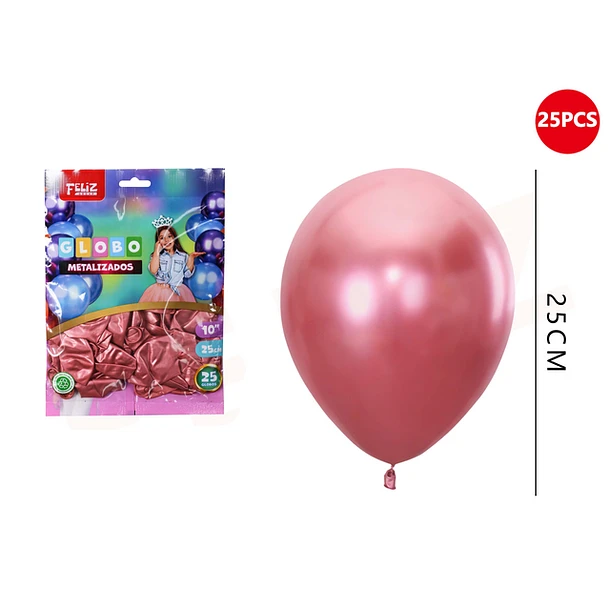 GLOBOS ROJO METALIZADO 25 CM 25 PCS - 1