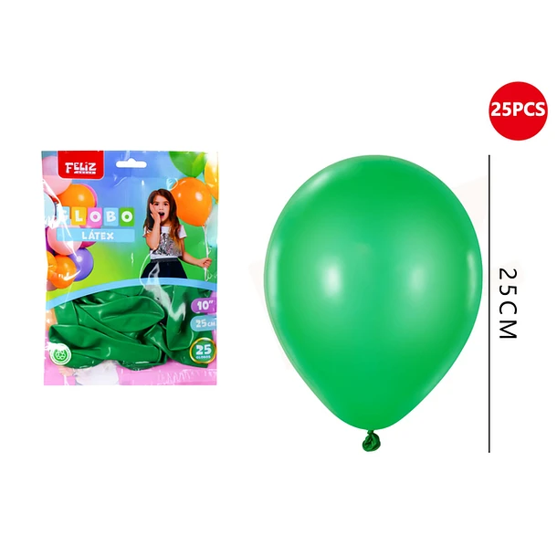 GLOBOS VERDE 25 CM 25 PCS - 1