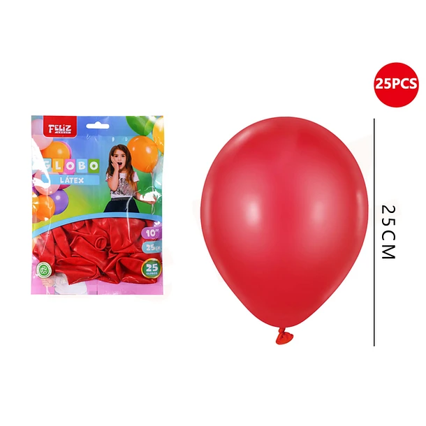 GLOBOS ROJOS 25 CM 25 PCS - 1