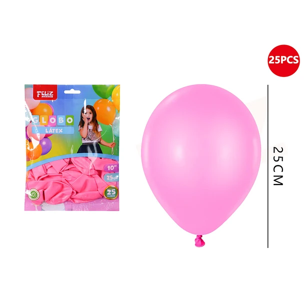GLOBOS ROSA CARAMELO 25 CM 25 PCS - 1