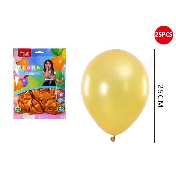 GLOBOS DORADO 25 CM 25 PCS - 1
