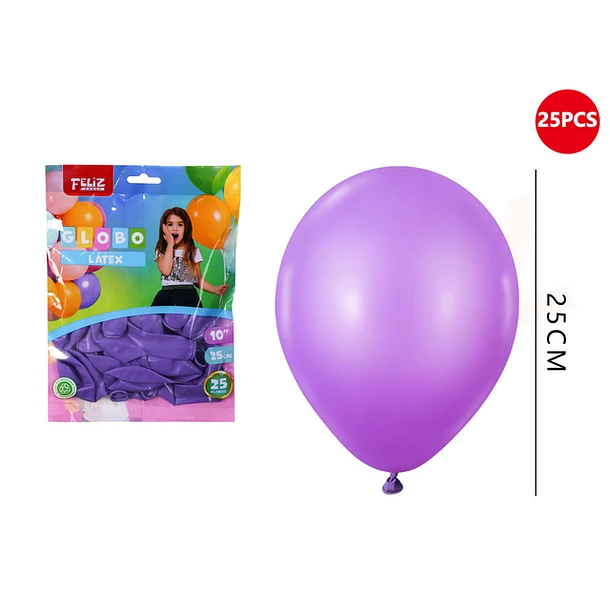 GLOBOS MORADO 25 CM 25 PCS - 1