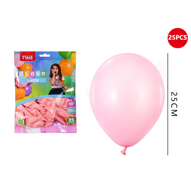 GLOBOS ROSADO CLARO 25 CM 25 PCS - 1