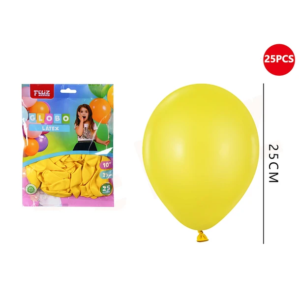 GLOBOS AMARILLO 25 CM 25 PCS - 1