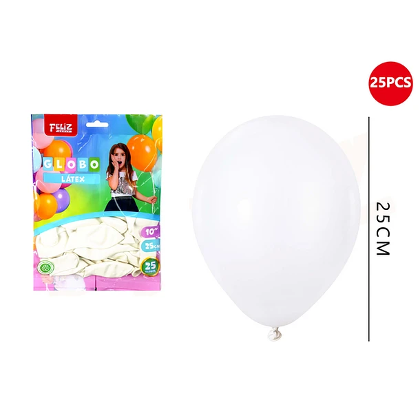 GLOBOS BLANCOS 25 CM 25 PCS - 1