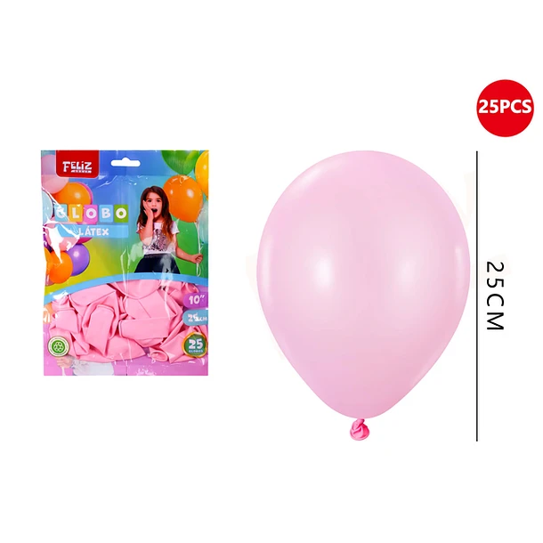 GLOBOS ROSADOS 25 CM 25 PCS - 1