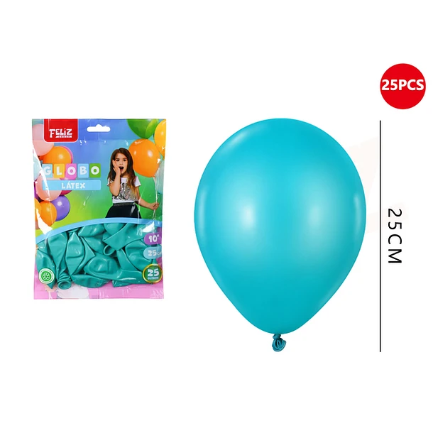 GLOBOS AZUL TIFFANY 25 CM 25 PCS - 1