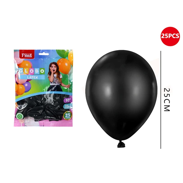 GLOBOS NEGROS 25 CM 25 PCS - 1